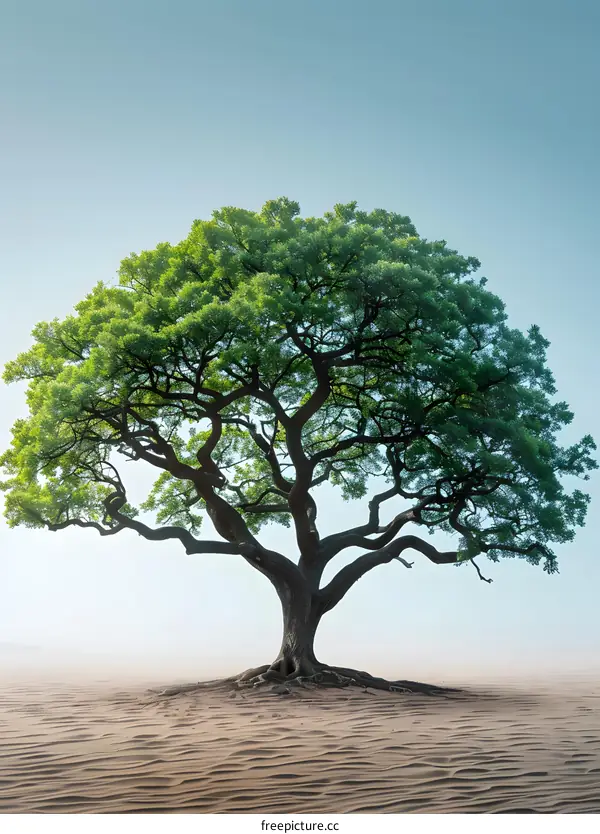 Solitary Tree in Desert Landscape
