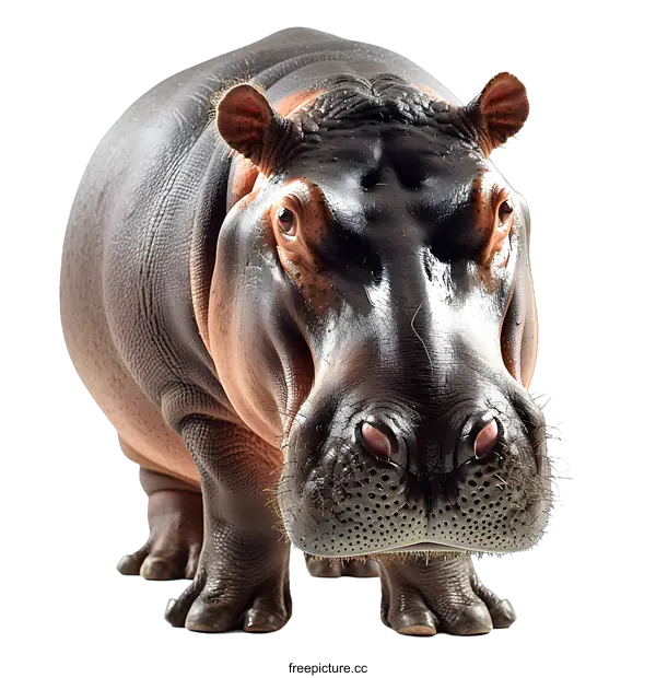 [Transparent Background PNG]Hippopotamus Portrait on White Background