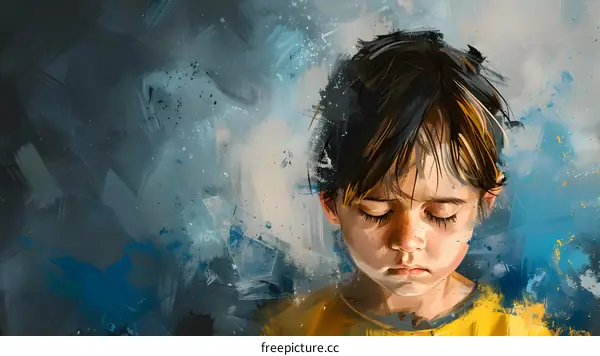 Portrait of a boy with freckles and dark hair