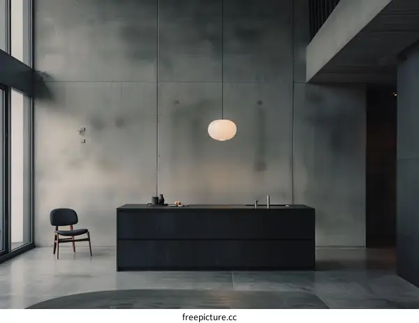 Modern Kitchen Interior Design with Concrete Walls and Minimalist Decor