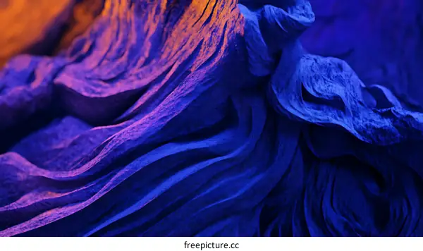 Abstract Blue Fabric Texture with Neon Lighting