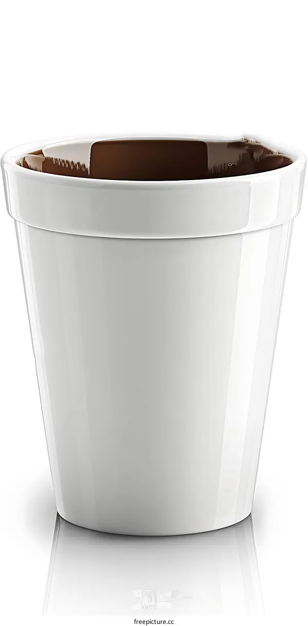 White Ceramic Flower Pot With Brown Rim