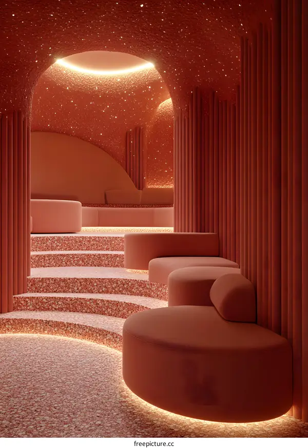 Modern Interior Design with Red and Orange Color Palette