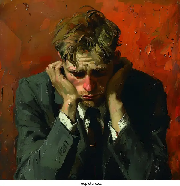 A portrait of a man with his hands on his head