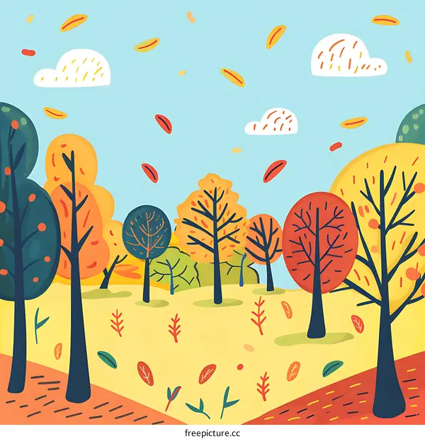 Autumn Forest Landscape Illustration