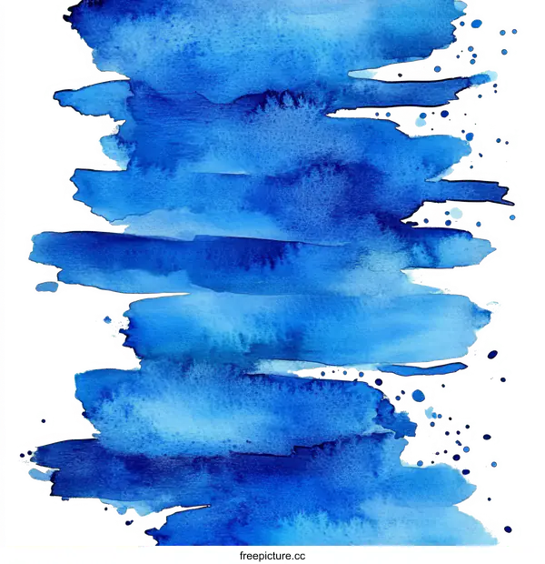 [Transparent Background PNG]Abstract Watercolor Painting in Shades of Blue