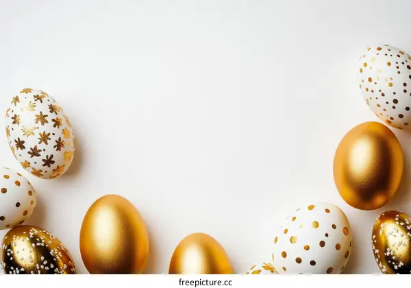 Golden and White Easter Eggs Background