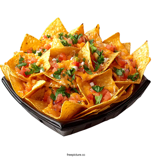 [Transparent Background PNG]Delicious Cheesy Nachos in a Serving Tray
