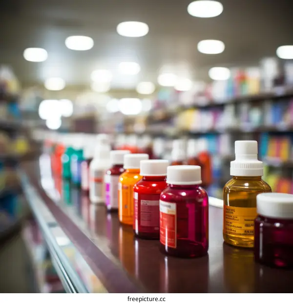 Over the counter medications on a drug store shelf