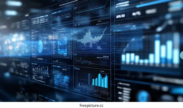 Digital Dashboard Interface with Data Visualization