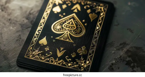 Black and Gold Embossed Ace of Spades Playing Card