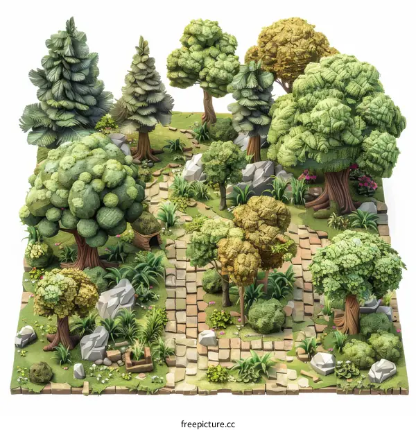 Vibrant Isometric Forest Path