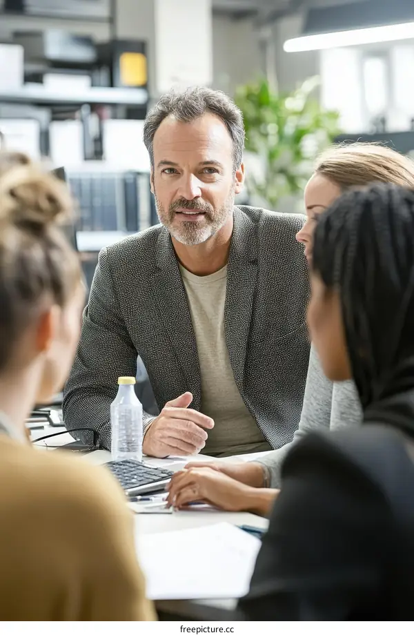 Business Meeting in Modern Office