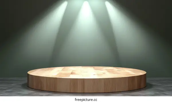 Empty Wooden Display Podium  Studio Background