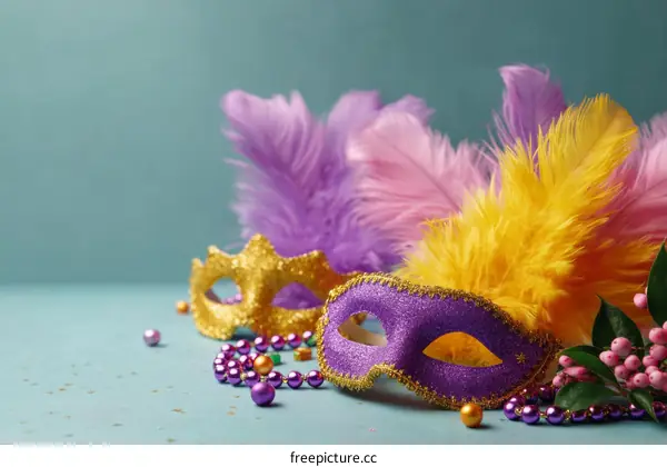 Carnival Masks with Feathers and Beads