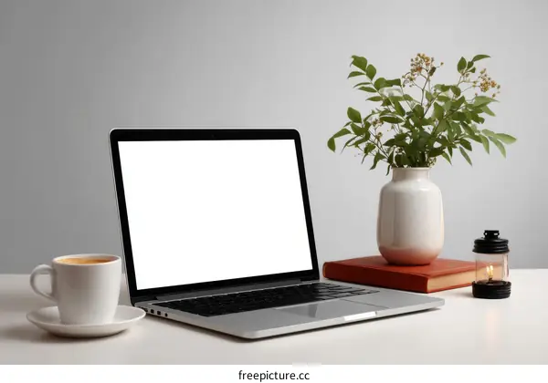 Modern Minimalist Workspace Mockup with Laptop