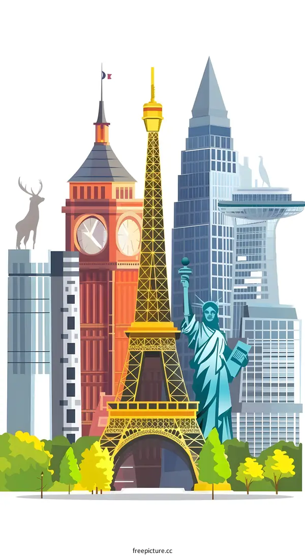 Famous Landmarks of the World Illustration