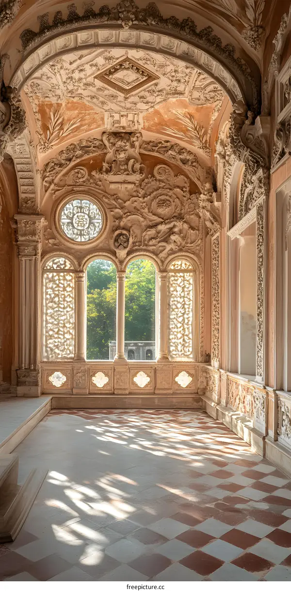 Intricate Ornate Architecture of a Palace in Portugal