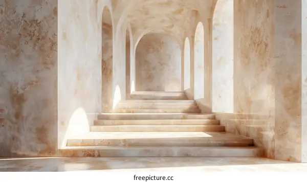 Beige Architectural Stairway Interior Design