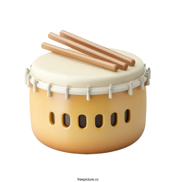 [Transparent Background PNG]3D Illustration of a Japanese Taiko Drum
