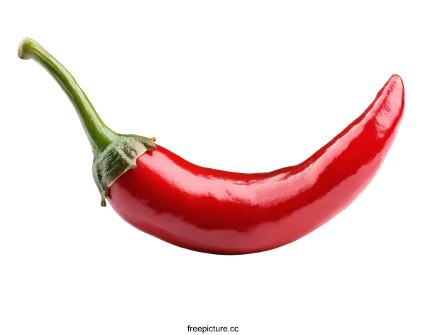 [Transparent Background PNG]Single Red Chili Pepper Isolated on White Background