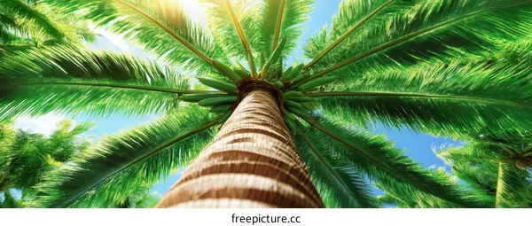 Tropical Palm Tree Canopy Lush Green Foliage
