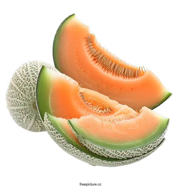[Transparent Background PNG]Fresh cantaloupe melon on white background