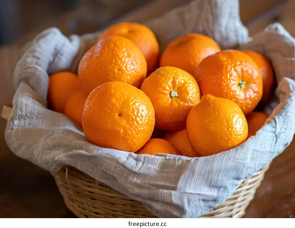 Close Up of Fresh Oranges in a Basket