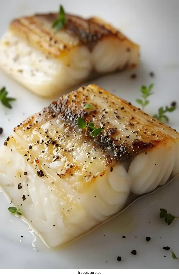 Pan-fried cod with lemon and thyme