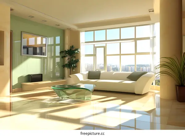 Modern Living Room Interior Design with Large Window