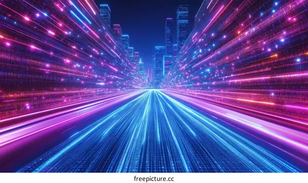 Futuristic Cityscape Digital Speed Lines