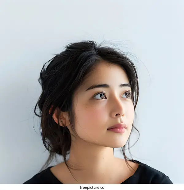 Young Woman Looking Up With Hope