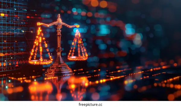 3D rendering of a balanced scale representing justice and equality under the law