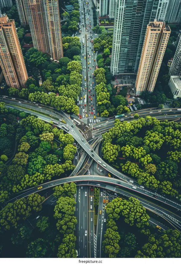 Urban Road Interchange with Green Surroundings
