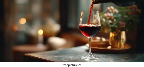 Pouring Red Wine into a Glass in a Cozy Setting