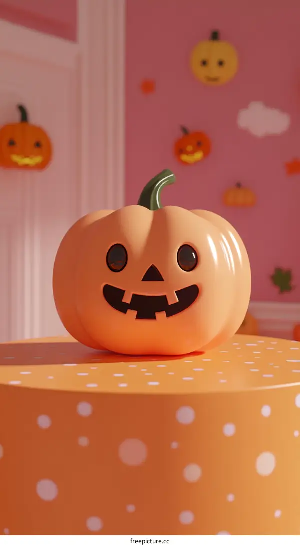 Cute Cartoon Halloween Pumpkin on Display