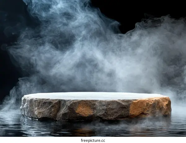 Abstract Stone Product Display Platform with Smoke