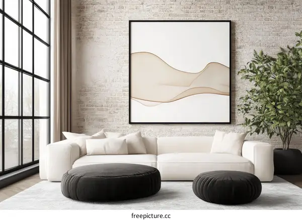 Modern Living Room Interior Design with Abstract Art