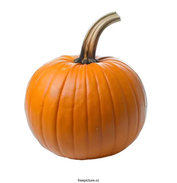 [Transparent Background PNG]Single Orange Pumpkin Isolated on White Background