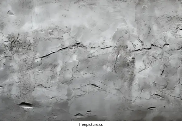 Grey concrete wall with cracks and scratches