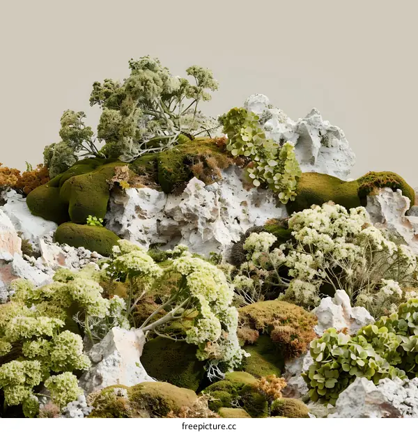 Green Moss and Stone Abstract Art