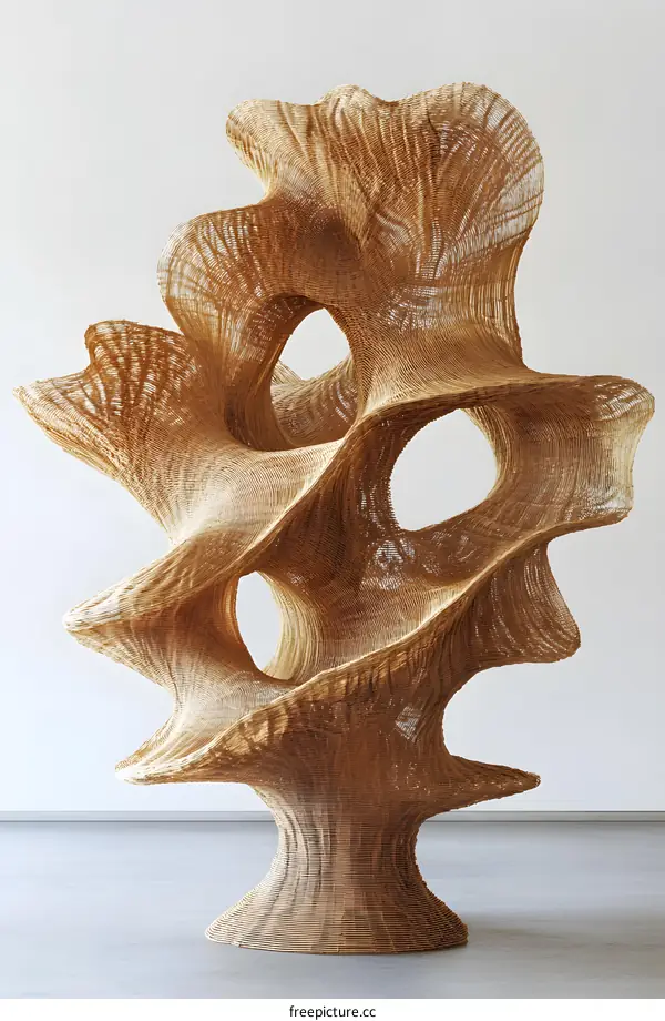 Abstract Sculpture Made of Woven Straw