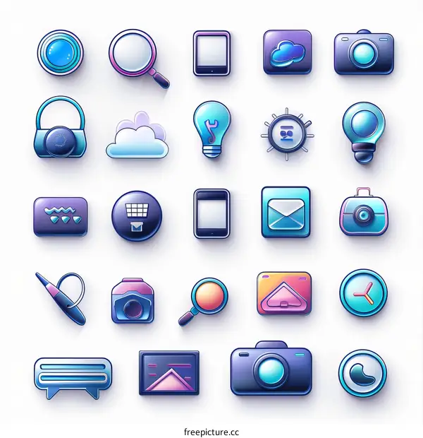 30 Glossy and Colorful Web Icons