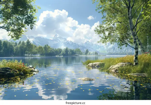 Tranquil Mountain Lake at Dawn