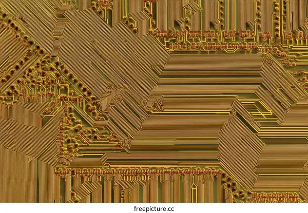 Golden Circuit Board Texture Background