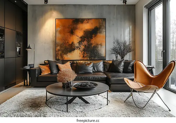 Modern Dark Living Room Interior Design