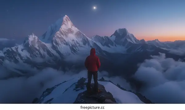 Majestic Mountain View with a Lone Climber
