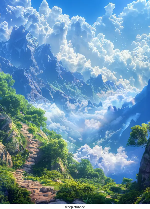 Misty Mountain Peaks: A Fantasy Landscape