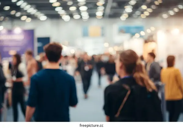 Blurred Crowd at a Trade Show Hallway