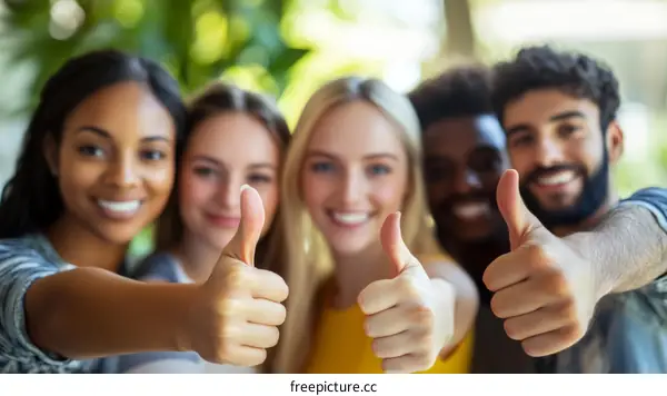 Diverse Group of Friends Giving a Thumbs Up